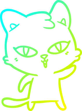 Bir insan tarafından çizilen çizgi film kedisinin soğuk gradyan çizgisi.