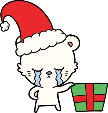 Bir insan tarafından çizilmiş ağlayan çizgi film Noel kutup ayısı.