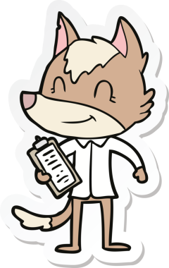 Bir insan tarafından çizilmiş dost canlısı bir kurt patronunun çıkartması.