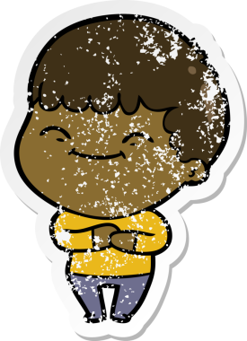 Bir insan tarafından çizilmiş mutlu bir çocuğun sıkıntılı çıkartması.