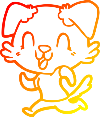 Bir insan tarafından çizilmiş gülen bir köpeğin sıcak çizgi çizimi.