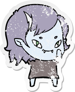 Bir insan tarafından çizilmiş, karikatür dostu vampir bir kızın sıkıntılı çıkartması.