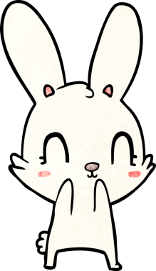 Bir insan tarafından çizilmiş şirin çizgi film tavşanı.