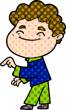 Bir insan tarafından çizilmiş çizgi film dostu bir adam.