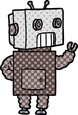 Bir insan tarafından çizilmiş çizgi film robotu