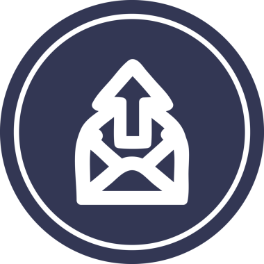 bir insan tarafından çizilmiş e- posta dairesel simgesi gönder