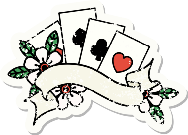 Geleneksel kart stili ve bir insanın çizdiği pankart dövmesi