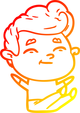 Bir insan tarafından çizilmiş mutlu bir çizgi film karakterinin sıcak çizgi çizimi