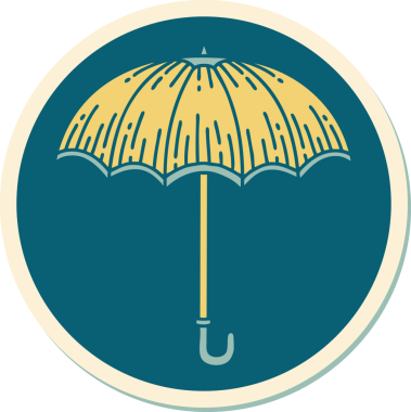 Bir insan tarafından çizilmiş geleneksel bir şemsiye stili dövme çıkartması.