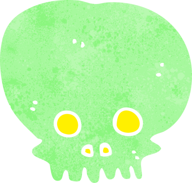 Bir insan tarafından çizilmiş ürkütücü kafatası sembolü.