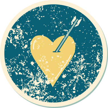 Bir insan tarafından çizilmiş ok ve kalbin sembolik depresif dövme görüntüsü