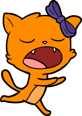 Bir insan tarafından çizilmiş esneyen kedi çizgi filmi.