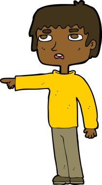 Çizgi film çocuğu bir insan tarafından çizilmiş.