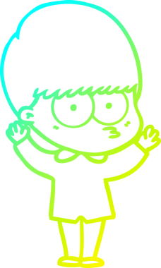 Bir insan tarafından çizilmiş gergin bir çizgi film çocuğu çizimi.