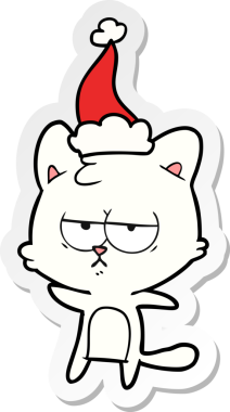 Bir insan tarafından çizilmiş Noel Baba şapkası takan bir kedinin çizilmiş el yazısı.