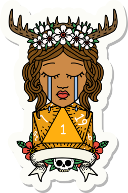 Bir insan tarafından çizilmiş doğal bir rulo ile ağlayan bir insan rahibin çıkartması.