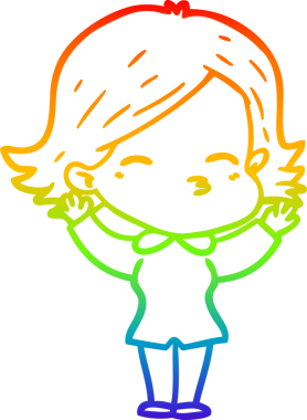 gökkuşağı gradyan çizimi bir insan tarafından çizilmiş bir karikatür kadın