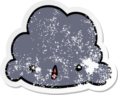 Bir insan tarafından çizilmiş karikatür bulutunun sıkıntılı çıkartması.