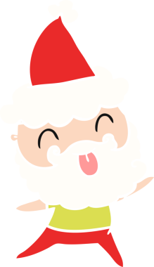 Bir insan tarafından çizilmiş Noel Baba şapkası takan sakallı bir adam.