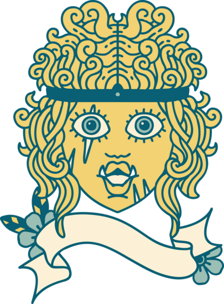 Retro Dövme Tarzı Ork Barbar karakter yüzü Bir insan tarafından çizilmiş