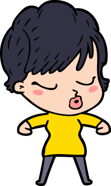 Bir insan tarafından çizilmiş gözleri kapalı çizgi film kadını.