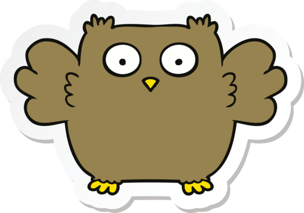 Bir insan tarafından çizilmiş şirin bir baykuşun çıkartması.