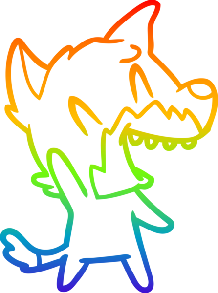 Bir insan tarafından çizilmiş gülen tilki çizgi filmi.