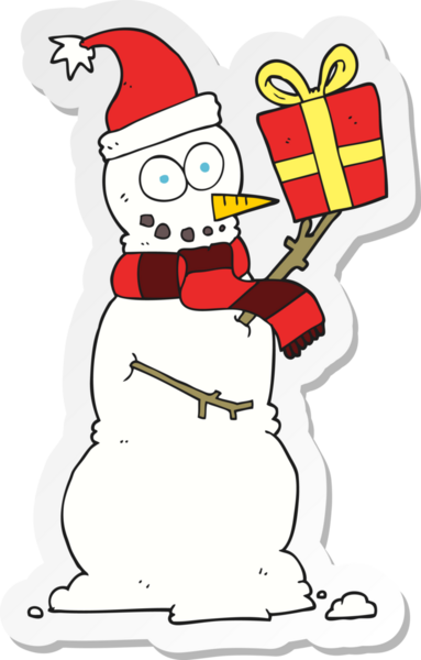 Bir insan tarafından çizilmiş bir kardan adamın yapıştırması.