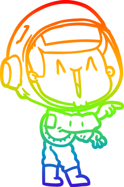 Gökkuşağı gradyan çizimi mutlu bir astronot çizimi bir insan tarafından çizilmiş