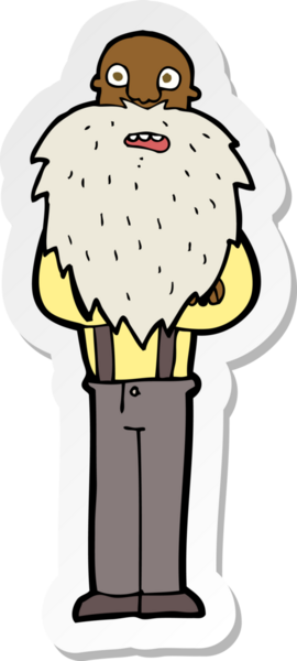 Bir insan tarafından çizilmiş sakallı yaşlı bir adamın çıkartması.