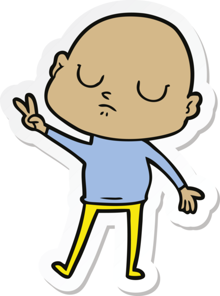 Bir insan tarafından çizilmiş kel bir adamın çıkartması.