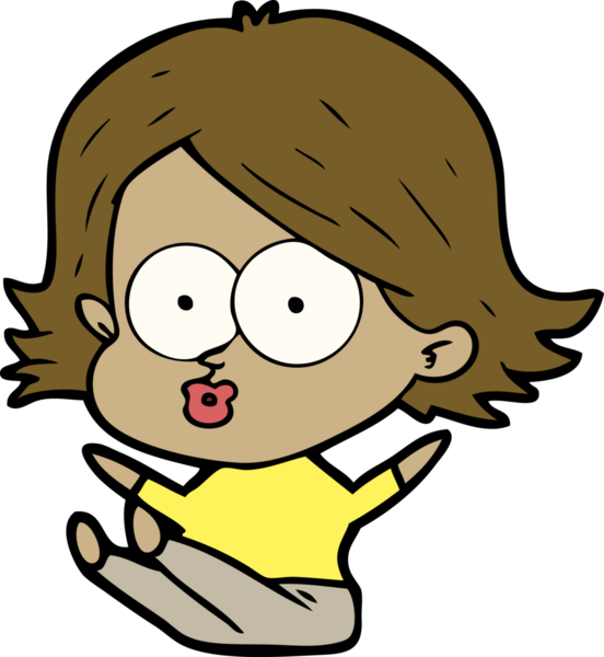 Çizgi film kızı somurtuyor bir insan tarafından