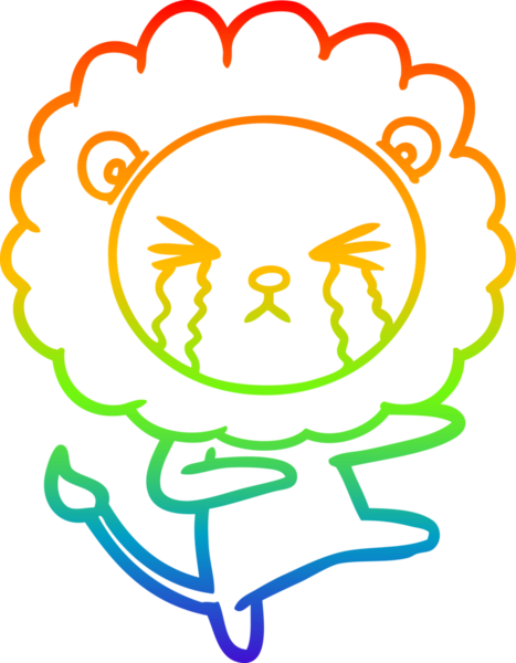 Bir insan tarafından çizilmiş ağlayan bir aslanın çizgi çizimi.