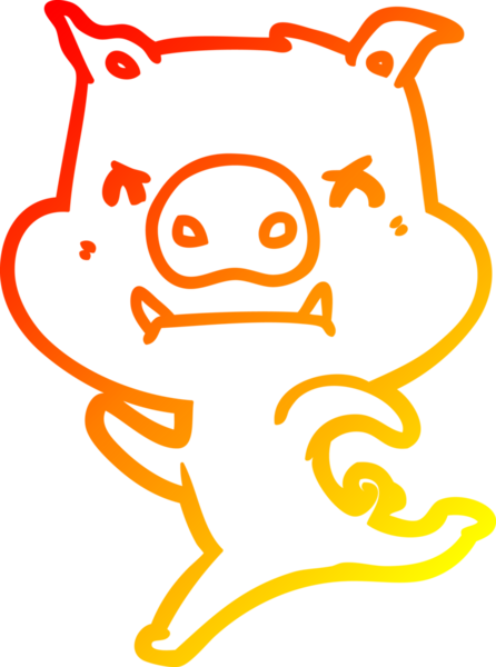 Bir insan tarafından çizilen kızgın çizgi film domuzu çizimi.