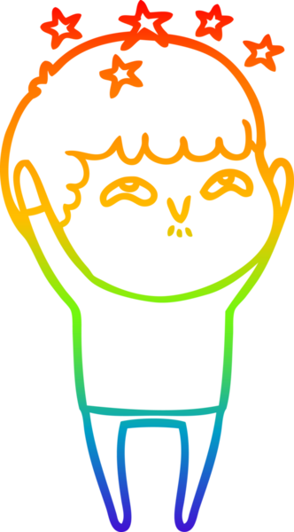 gökkuşağının gradyan çizimi bir çizgi film karakteri tarafından çizilmiş.