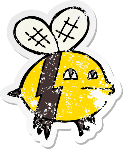 Bir insan tarafından çizilmiş karikatür arının sıkıntılı çıkartması.