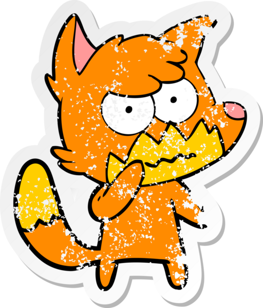 Bir insan tarafından çizilmiş, sıkıntılı bir çizgi film çıkartması.