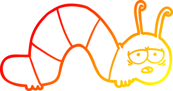 Bir insan tarafından çizilmiş yorgun bir tırtılın sıcak çizgi çizimi