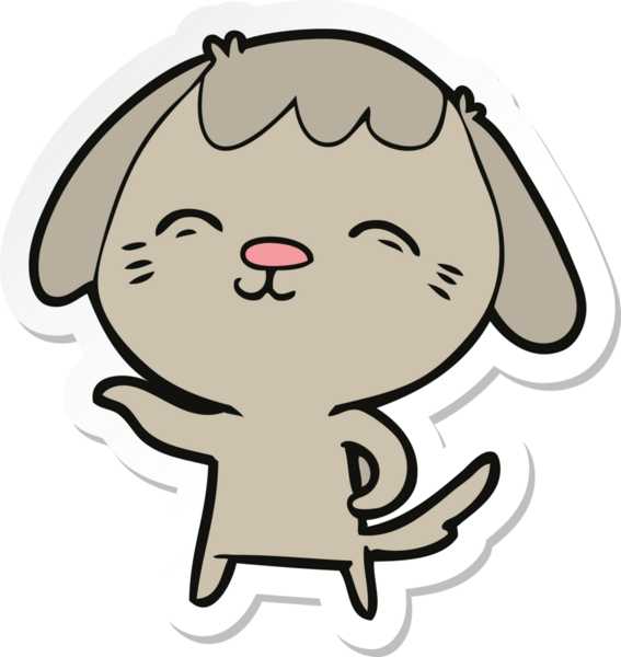 Bir insan tarafından çizilmiş mutlu bir köpeğin çıkartması.