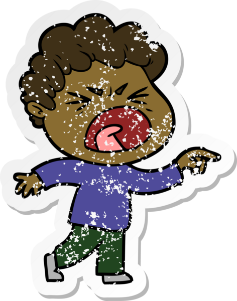 Bir insan tarafından çizilmiş öfkeli bir adamın sıkıntılı çıkartması.