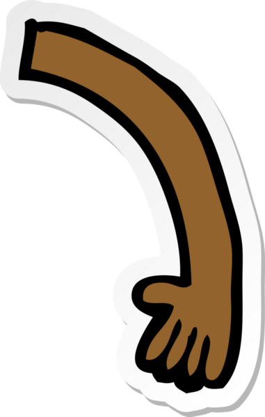 Bir insan tarafından çizilmiş bir karikatür kolunun çıkartması.