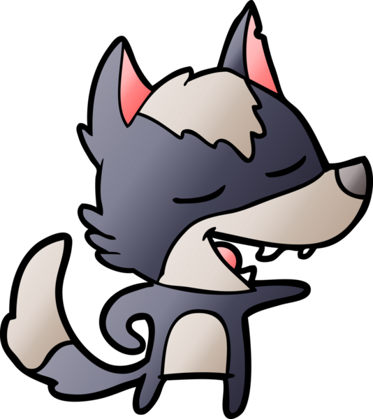 Bir insan tarafından çizilmiş gülen bir kurt.