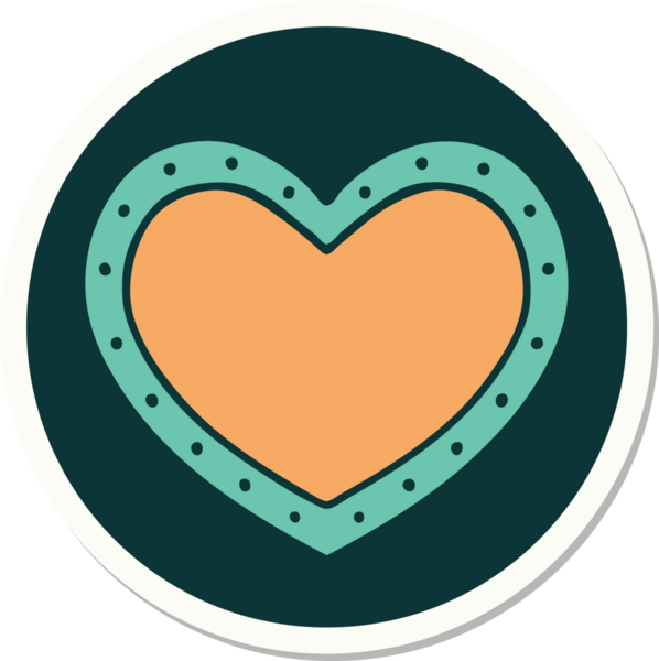 Bir insan tarafından çizilmiş geleneksel bir kalp şeklinde dövme çıkartması.