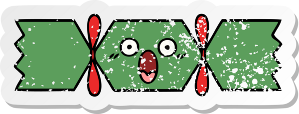 Bir insan tarafından çizilmiş tatlı bir noel krakerinin sıkıntılı çıkartması.