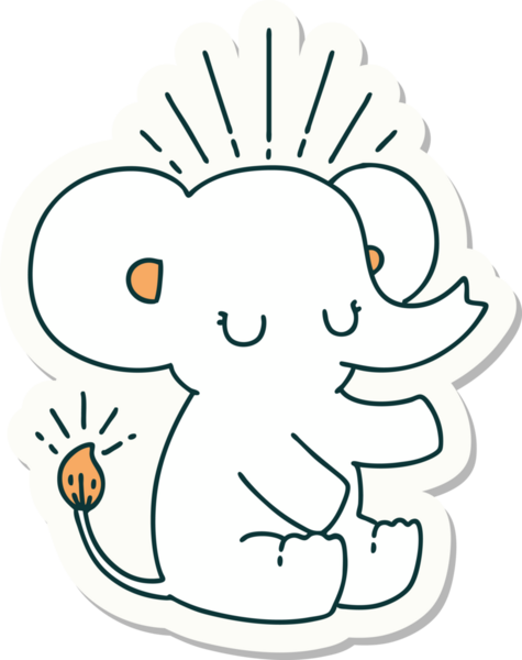 Bir insan tarafından çizilmiş dövme stili şirin bir fil.