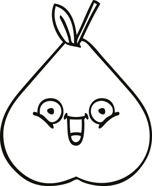 Bir insan tarafından çizilmiş yeşil bir armut çizimi.