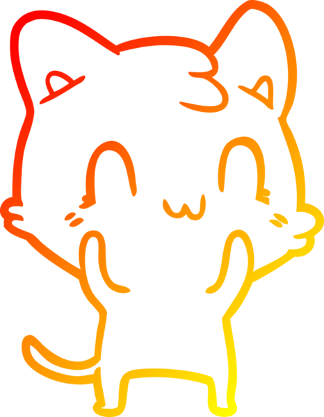 Bir insan tarafından çizilen mutlu çizgi bir kedinin sıcak gradyan çizimi