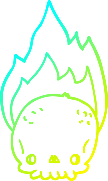 Soğuk gradyan çizgisi, bir insan tarafından çizilmiş ürkütücü bir çizgi film alevli kafatası.