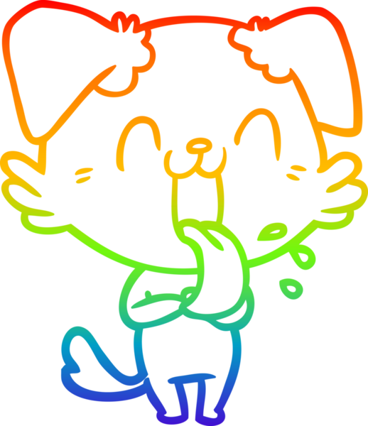 Gökkuşağı gradyan çizgi çizimi Bir insan tarafından çizilmiş nefes nefese bir köpek