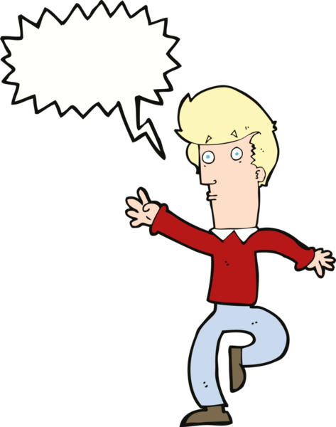 Bir insan tarafından çizilmiş konuşma baloncuğuyla aceleci adam çizgi filmi.